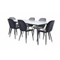 Jimmy Dining Table - Black / White HPL+Emma Chair - Black / Black and Light Grey Black Velvet in Back Grey Velvet in front_6