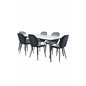 Jimmy Dining Table - Black / White HPL+Emma Chair - Black / Black and Light Grey Black Velvet in Back Grey Velvet in front_6