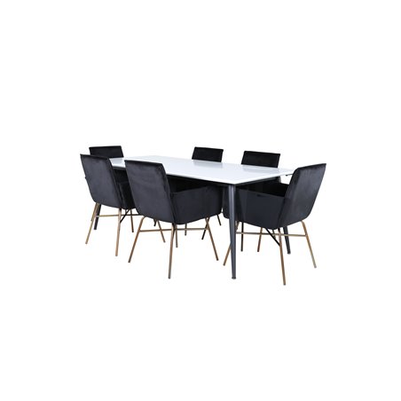 Jimmy Dining Table - Black / White HPL+Pippi Chair - Distressed Copper / Black Velvet_6