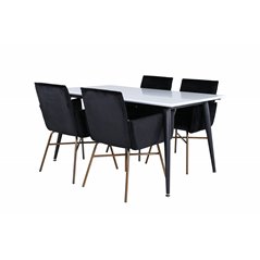 Jimmy Dining Table - Black / White HPL+Pippi Chair - Distressed Copper / Black Velvet_4