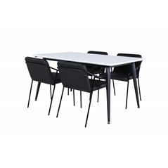 Jimmy Dining Table - Black / White HPL+Tvist Chair - Black / Black PU_4