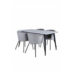 Jimmy Dining Table - Black / White HPL+Berit Chair - Black / Light Grey Velvet_4