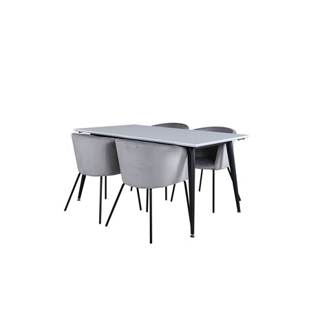 Jimmy Dining Table - Black / White HPL+Berit Chair - Black / Light Grey Velvet_4