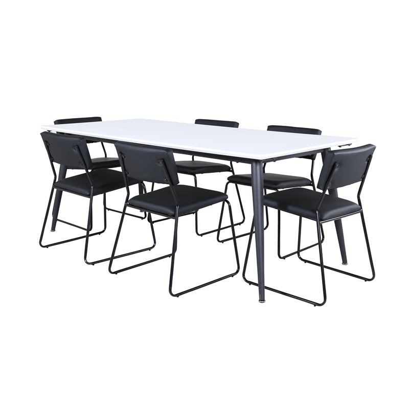 Jimmy Dining Table - Black / White HPL+Kenth Chair - Black / Black PU_6