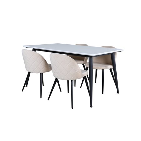 Jimmy Dining Table - Black / White HPL+Velvet Stitches Chair - Black / Beige Velvet_4