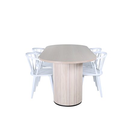 Bianca Oval Dining Table , White Wash Black Veneer+Bullerbyn Windsor Dining Chair , White_4