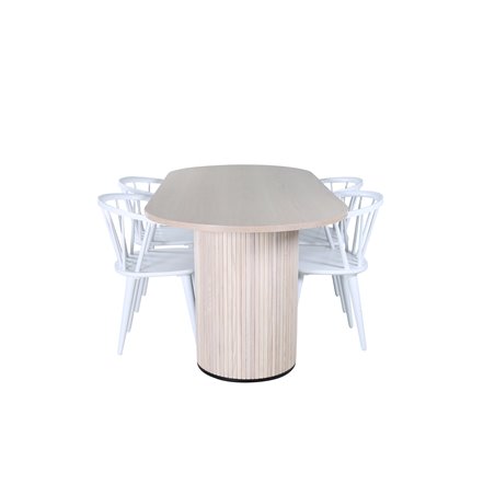 Bianca Oval Dining Table , White Wash Black Veneer+Bullerbyn Windsor Dining Chair , White_4