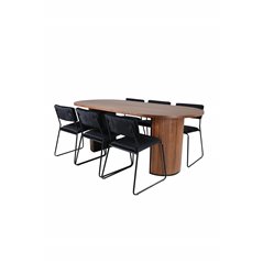 Bianca Oval Dining Table , Walnut Black Veneer+Kenth Chair , Black Black Velvet_6