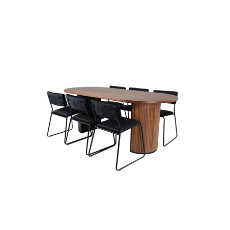 Bianca Oval Dining Table , Walnut Black Veneer+Kenth Chair , Black Black Velvet_6