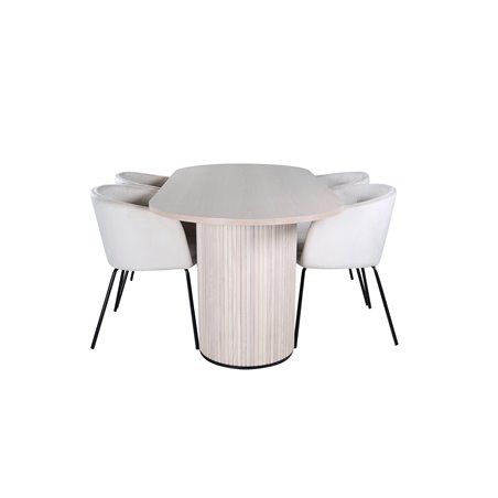 Bianca Oval Dining Table , White Wash Black Veneer+Berit Chair , Black Beige Velvet_4