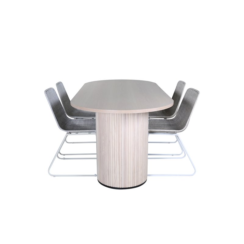 Bianca Oval Dining Table , White Wash Black Veneer+Cirebon Dining Chair , White Wash_4