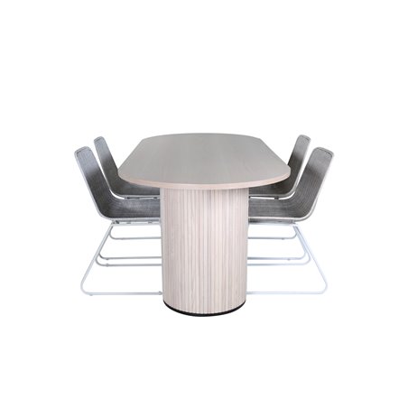 Bianca Oval Dining Table , White Wash Black Veneer+Cirebon Dining Chair , White Wash_4