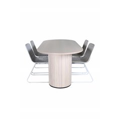 Bianca Oval Dining Table , White Wash Black Veneer+Cirebon Dining Chair , White Wash_4