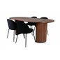 Bianca Oval Dining Table , Walnut Black Veneer+Wrinkles Dining Chair , Black Legs , Black Velvet_4