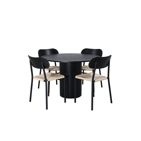 Bianca Round Dining Table , Black Black Veneer+Polly Dining Chair , Nature Black_4