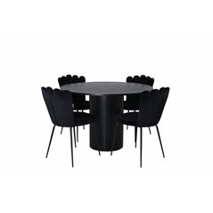 Bianca Round Dining Table , Black Black Veneer+Limhamn Light , Chair , Black Velvet_4