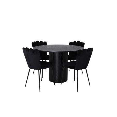 Bianca Round Dining Table , Black Black Veneer+Limhamn Light , Chair , Black Velvet_4