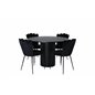 Bianca Round Dining Table , Black Black Veneer+Limhamn Light , Chair , Black Velvet_4