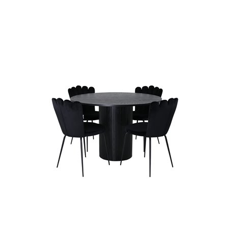 Bianca Round Dining Table , Black Black Veneer+Limhamn Light , Chair , Black Velvet_4