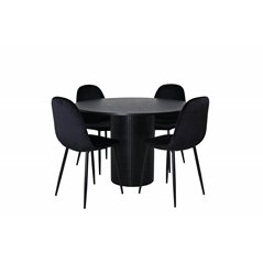 Bianca Round Dining Table , Black Black Veneer+Polar Dining Chair , Black legs Black Velvet (ers√§tter 19902,888)_4