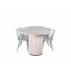 Bianca Oval Dining Table , White Wash Black Veneer+Bullerbyn Windsor Dining Chair , Grey_4