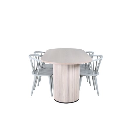 Bianca Oval Dining Table , White Wash Black Veneer+Bullerbyn Windsor Dining Chair , Grey_4