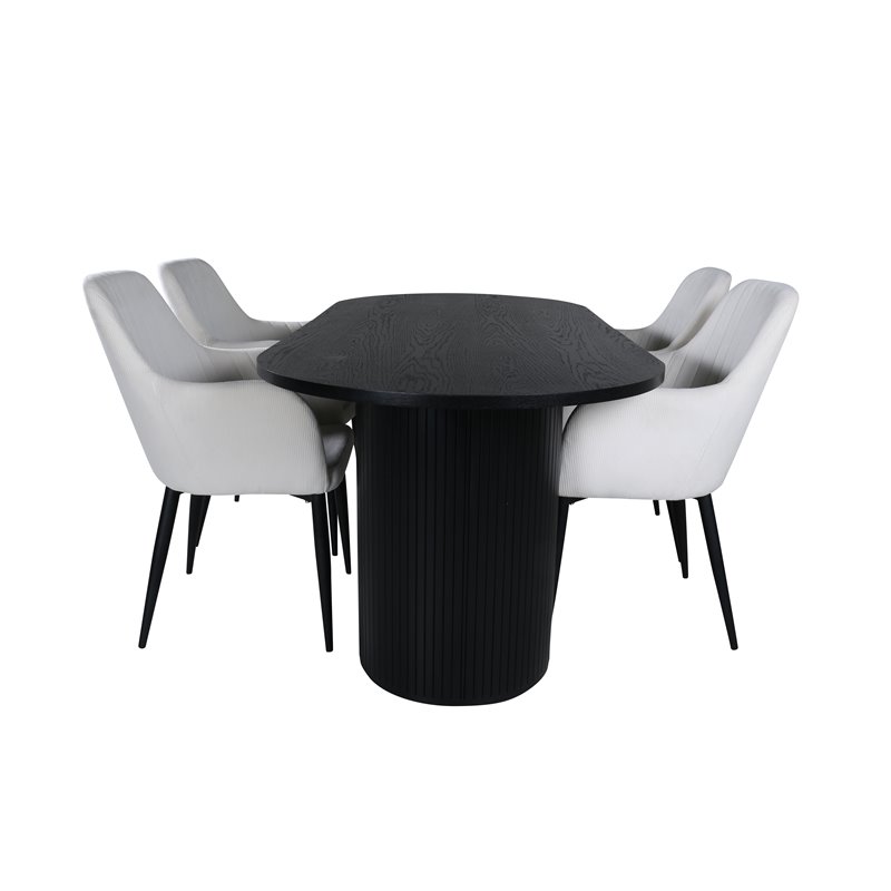 Bianca Oval Dining Table , Black Black Veneer+Comfort Dining Chair , Beige Black_4