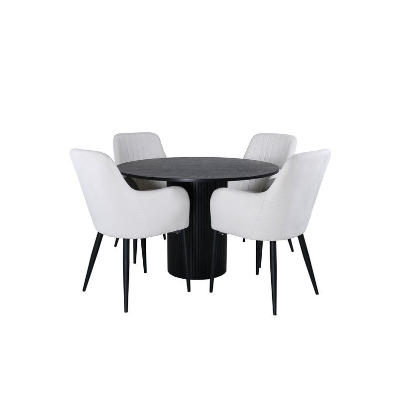 Bianca Round Dining Table , Black Black Veneer+Comfort Dining Chair , Beige Black_4