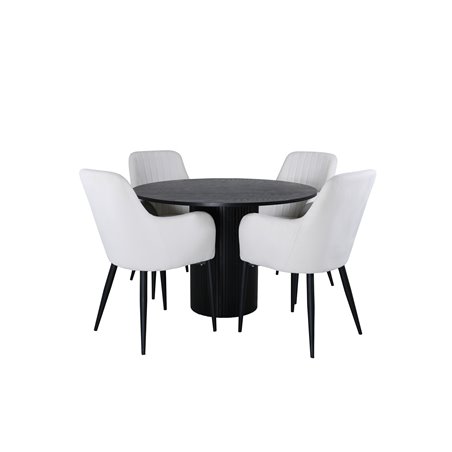 Bianca Round Dining Table , Black Black Veneer+Comfort Dining Chair , Beige Black_4