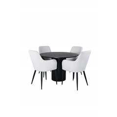 Bianca Round Dining Table , Black Black Veneer+Comfort Dining Chair , Beige Black_4