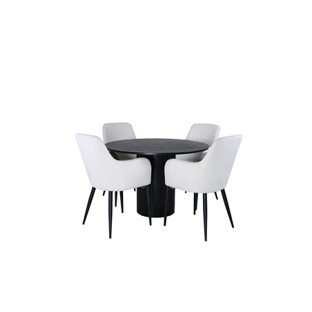 Bianca Round Dining Table , Black Black Veneer+Comfort Dining Chair , Beige Black_4