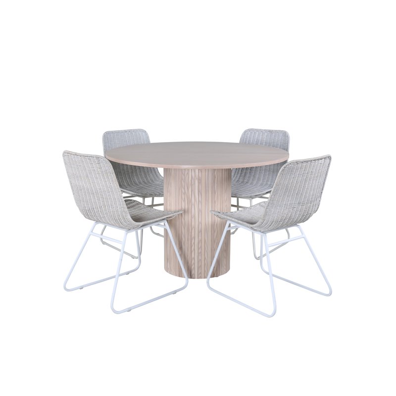 Bianca Round Dining Table , White Wash Black Veneer+Cirebon Dining Chair , White Wash_4