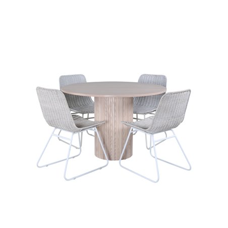 Bianca Round Dining Table , White Wash Black Veneer+Cirebon Dining Chair , White Wash_4