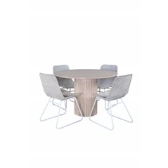 Bianca Round Dining Table , White Wash Black Veneer+Cirebon Dining Chair , White Wash_4