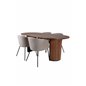 Bianca Oval Dining Table , Walnut Black Veneer+Berit Chair , Black Beige Fabric (Polyester linen )_4