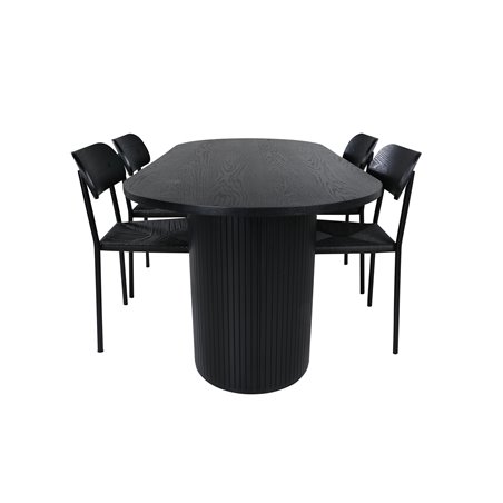 Bianca Oval Dining Table , Black Black Veneer+Polly Dining Chair , Black Black_4