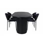 Bianca Oval Dining Table , Black Black Veneer+Vault Dining Chair , Black Legs , Black Fabric_4