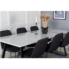 Estelle Dining Table 200*90*H76 - White / Black, Muce  Dining Chair - Black Legs - Black Fabric_6