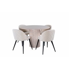 Bianca Round Dining Table , White Wash Black Veneer+Velvet Stitches Chair , Black Beige Velvet_4