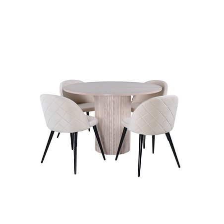 Bianca Rundt Spisebord, White Wash Sort Finer + Velvet Stitch es Chair, Black Beige Velvet_4