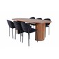 Bianca Oval Dining Table , Walnut Black Veneer+Vault Dining Chair , Black Legs , Black Fabric_6