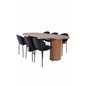 Bianca Oval Dining Table , Walnut Black Veneer+Vault Dining Chair , Black Legs , Black Fabric_6