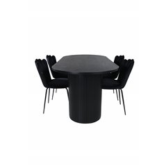 Bianca Oval Dining Table , Black Black Veneer+Limhamn Light , Chair , Black Velvet_4