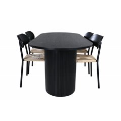 Bianca Oval Dining Table , Black Black Veneer+Polly Dining Chair , Nature Black_4