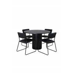 Bianca Round Dining Table , Black Black Veneer+Kenth Chair , Black Black PU_4