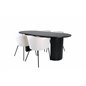 Bianca Oval Dining Table - Black / Black Veneer+Berit Chair - Black / Beige Velvet_4