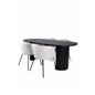 Bianca Oval Dining Table - Black / Black Veneer+Berit Chair - Black / Beige Velvet_4