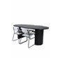 Bianca Oval Dining Table - Black / Black Veneer+Kenth Chair - Black / Light Grey Velvet_4