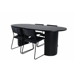 Bianca Oval Dining Table - Black / Black Veneer+Kenth Chair - Black / Black Velvet_4