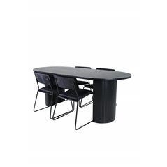 Bianca Oval Dining Table - Black / Black Veneer+Kenth Chair - Black / Black Velvet_4